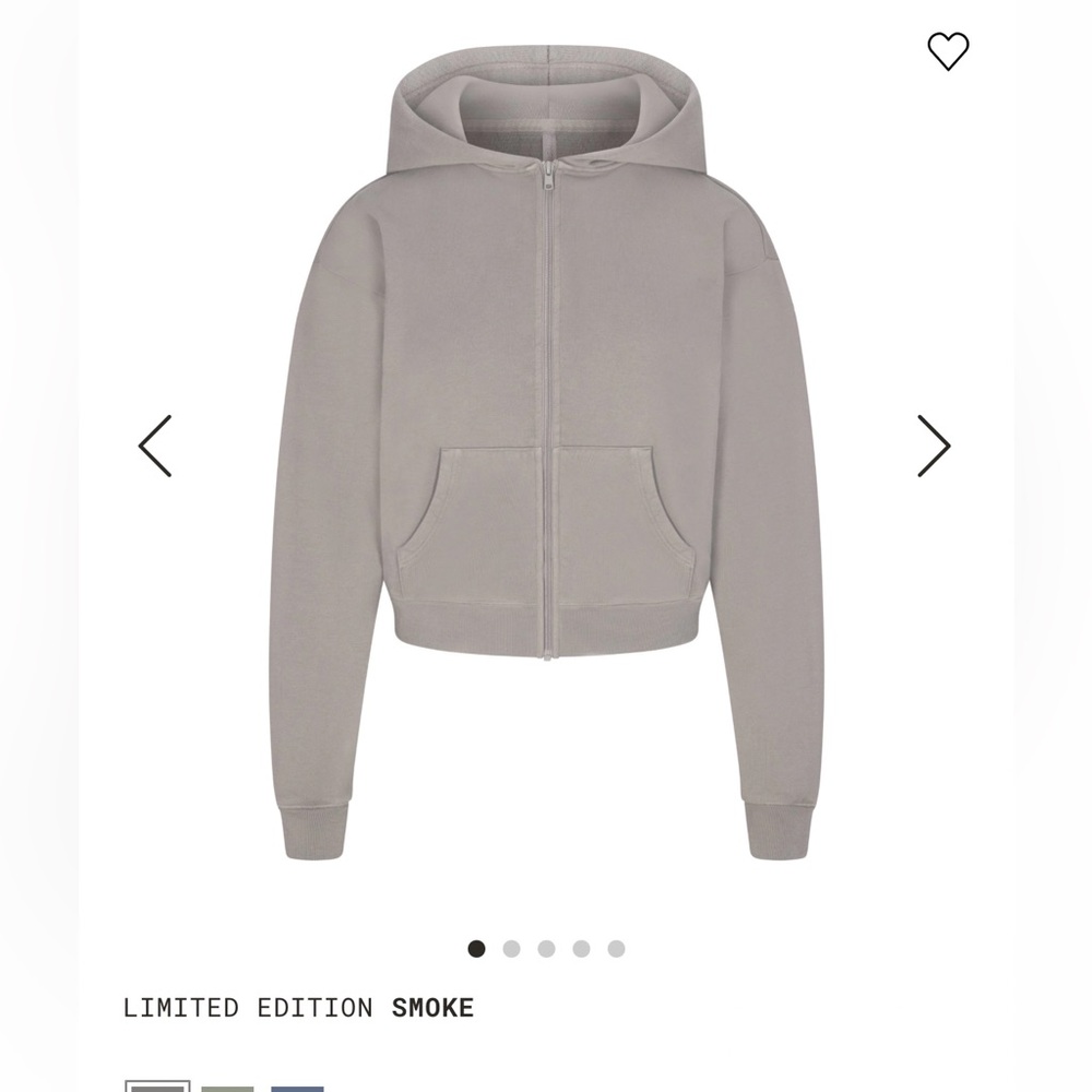 SKIMS Classic Zip Up Hoodie LE Smoke Small NWOT